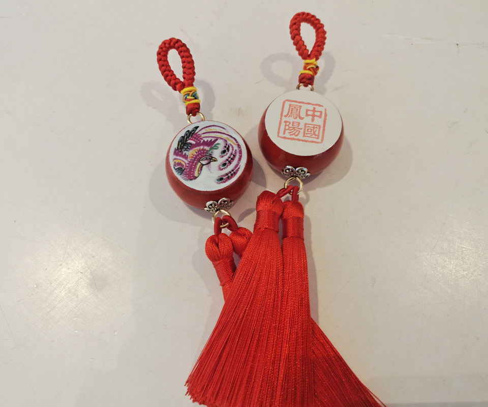 桃木小花鼓挂件