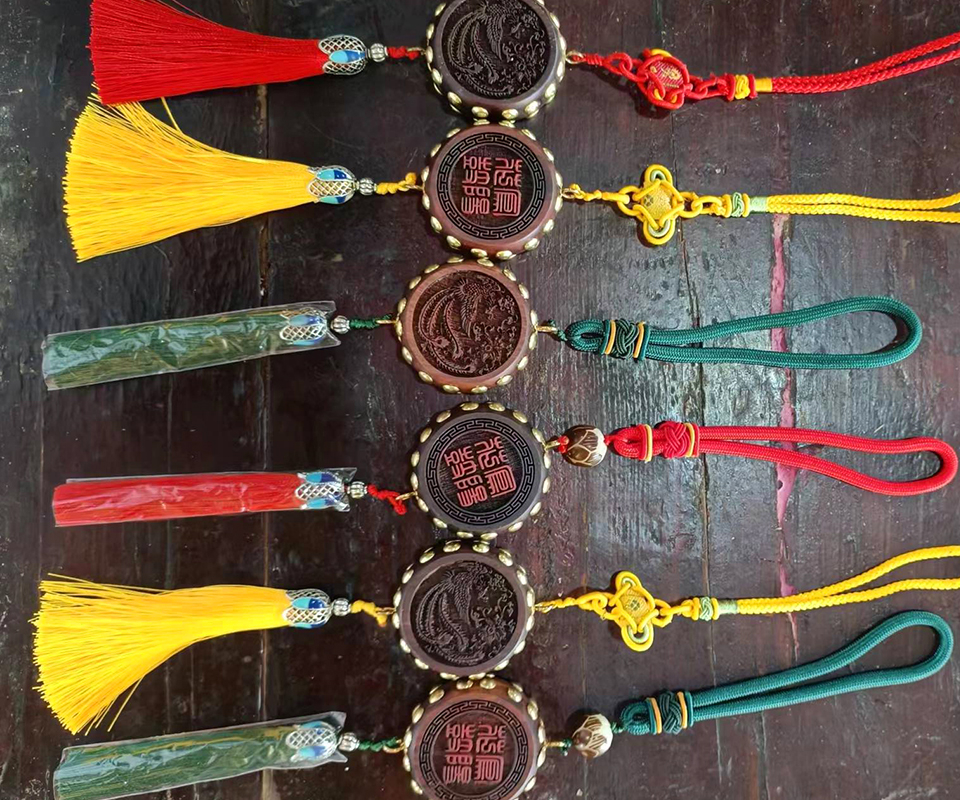 紫檀木花鼓挂件（小）